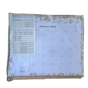 The Everygirl 2025 Wall Calendar Set of 11 NIB Floral Stickers Hangable‎